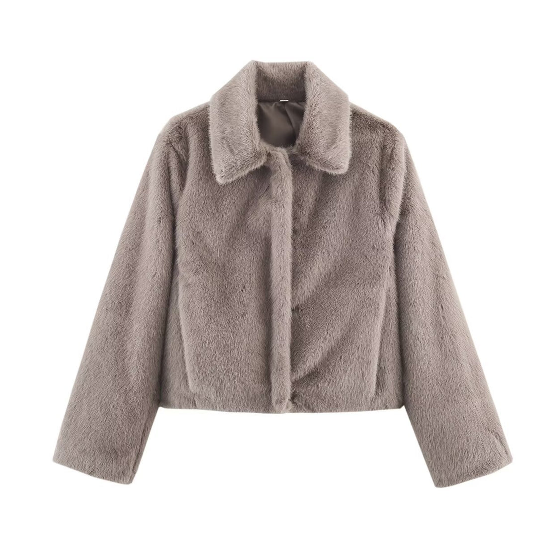 Damen Cropped Kunstfell‑Blouson mit Umlegekragen und weichem Teddy‑Fauxfur Nord Taschen