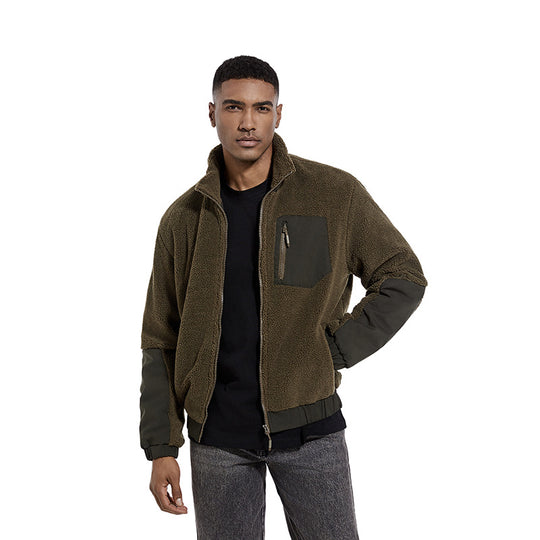 Herren Teddy-Fleece Jacke mit Stehkragen und verstärkten Einsätzen Nord Taschen