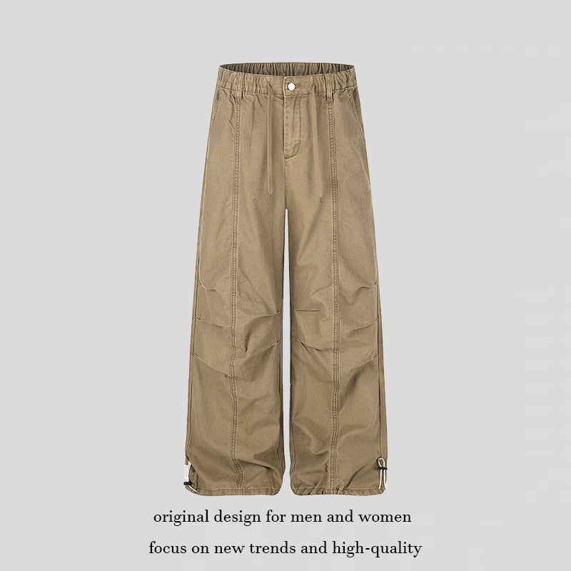 Damen Weite Canvas-Cargo-Palazzo-Hose mit elastischem Komfortbund und verstellbarem Saum Nord Taschen