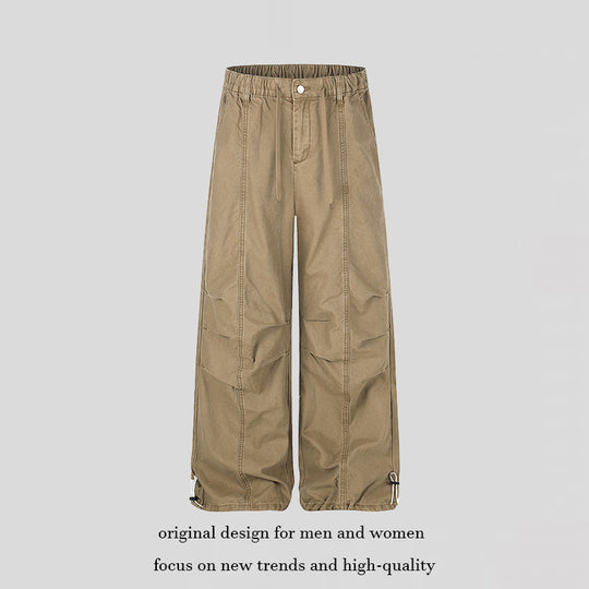 Damen Weite Canvas-Cargo-Palazzo-Hose mit elastischem Komfortbund und verstellbarem Saum Nord Taschen