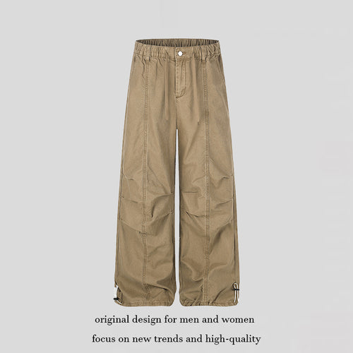 Damen Weite Canvas-Cargo-Palazzo-Hose mit elastischem Komfortbund und verstellbarem Saum Nord Taschen