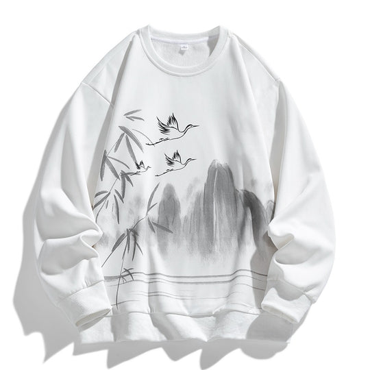Unisex Oversize‑Sweatshirt mit Pinsel‑Print & geripptem Saum Nord Taschen