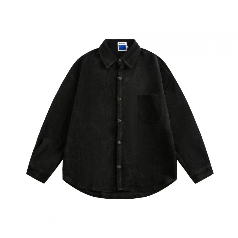 Unisex Oversize Samt-Hemdjacke mit Brusttasche und durchgehender Knopfleiste Nord Taschen