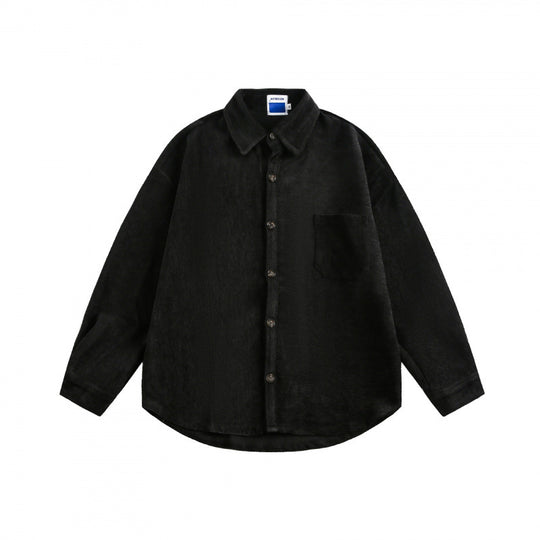 Unisex Oversize Samt-Hemdjacke mit Brusttasche und durchgehender Knopfleiste Nord Taschen