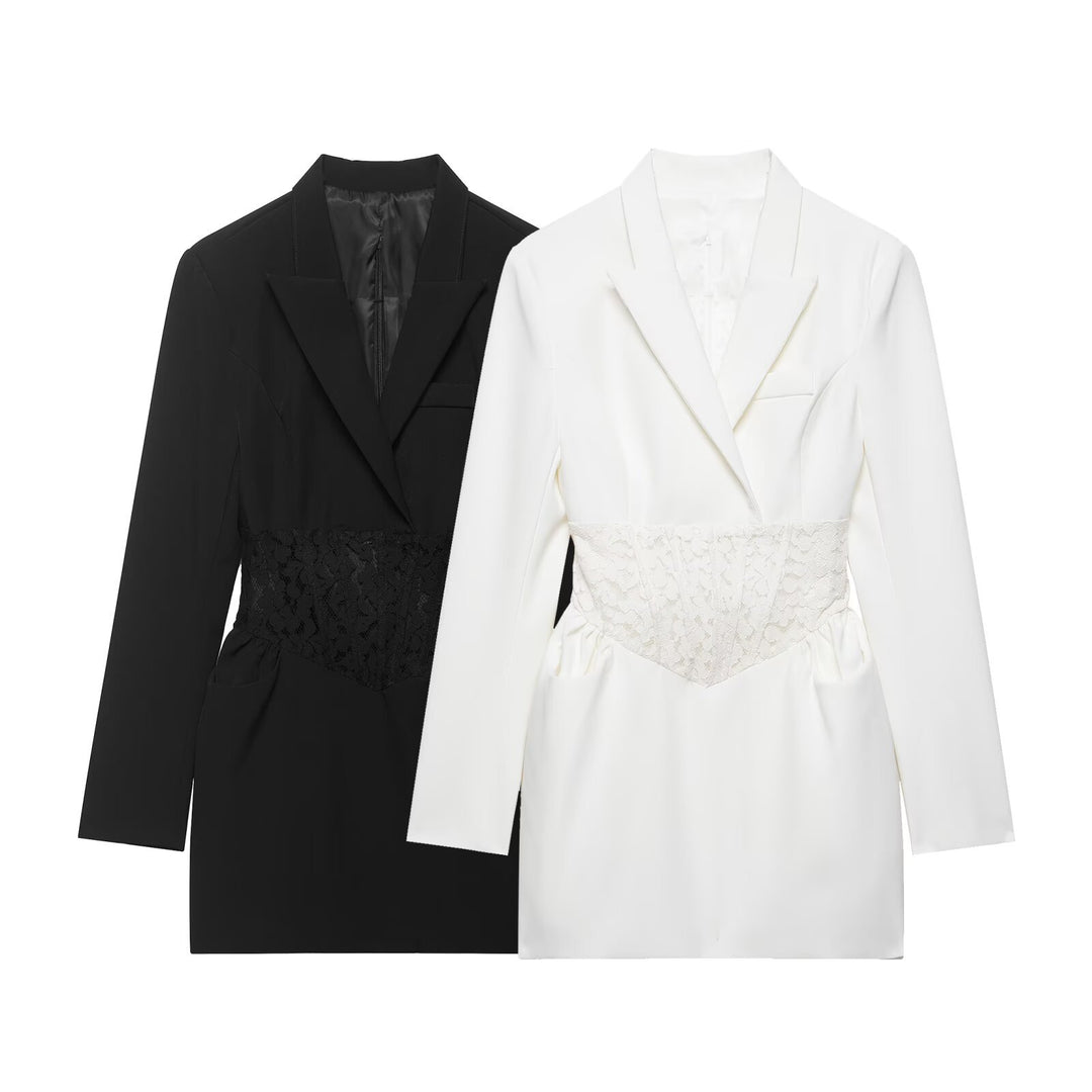 Damen Tailliertes Blazerkleid mit eingearbeiteter Spitzen‑Korsage Nord Taschen