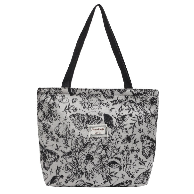 Damen Jute-Handtasche mit floralem Design Nord Taschen