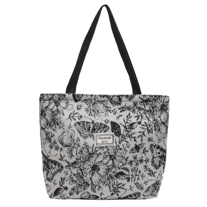Damen Jute-Handtasche mit floralem Design Nord Taschen