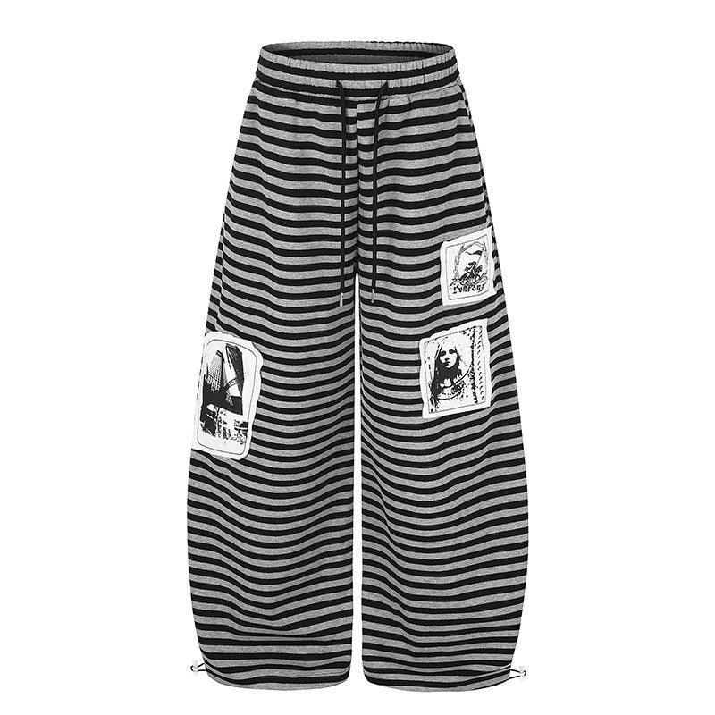 Damen Weite Palazzo-Loungehose mit hohem Komfortbund, Tunnelzug und Fotopatch-Details Nord Taschen