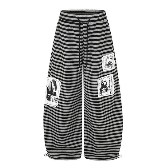 Damen Weite Palazzo-Loungehose mit hohem Komfortbund, Tunnelzug und Fotopatch-Details Nord Taschen