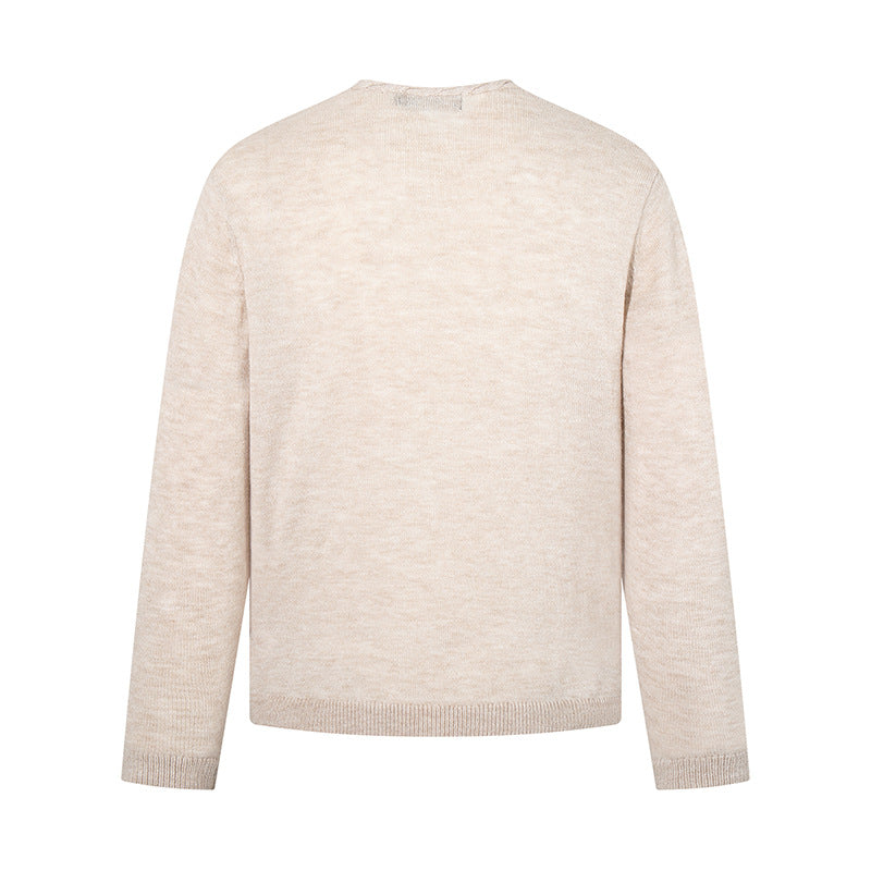 Herren Feinstrickpullover mit Rundhalsausschnitt, lockerer Passform und geripptem Saum Nord Taschen