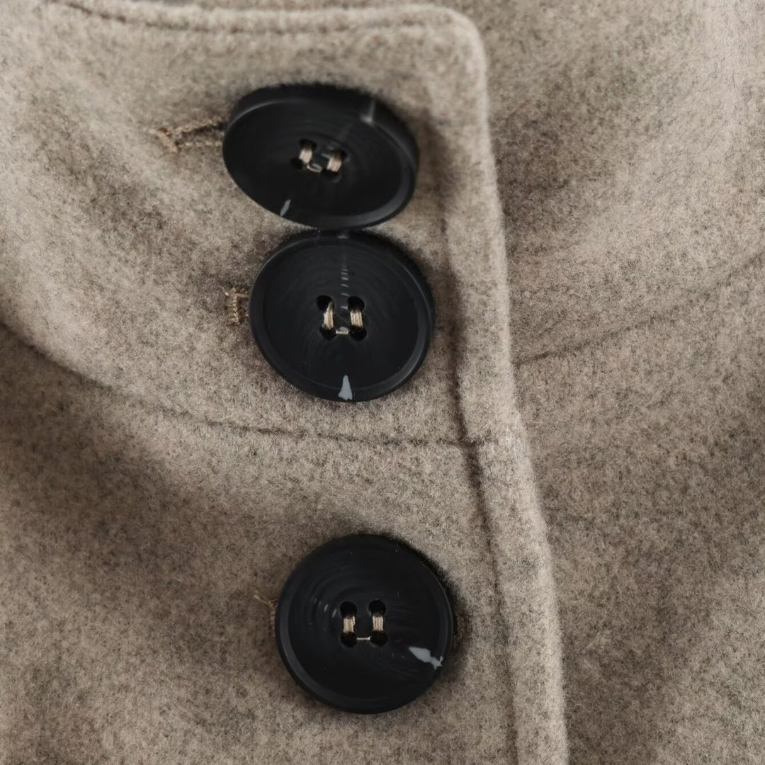 Damen Kurz‑Trenchcoat aus Wollmix mit Stehkragen, Epauletten und Bindegürtel Nord Taschen