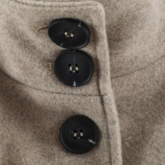 Damen Kurz‑Trenchcoat aus Wollmix mit Stehkragen, Epauletten und Bindegürtel Nord Taschen