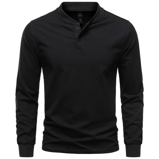 Herren Langarm-Henleyshirt mit Stehkragen und zweifacher Knopfleiste, Slim Fit, Baumwoll-Mix Nord Taschen