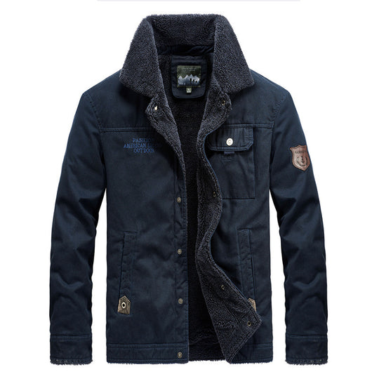 Herren robuster Canvas-Fieldblouson mit wärmender Sherpa-Innenlage und Hemdkragen Nord Taschen
