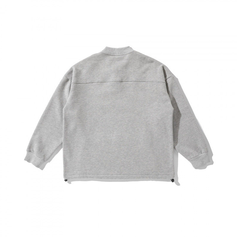 Unisex Oversize-Sweatshirt mit Henley-Knopfleiste, Kängurutasche und Tunnelzugsaum Nord Taschen