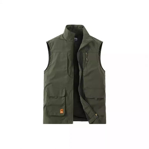Herren Leichte Utility-Weste mit Stehkragen, Frontklappentaschen und Brustreißverschluss Nord Taschen