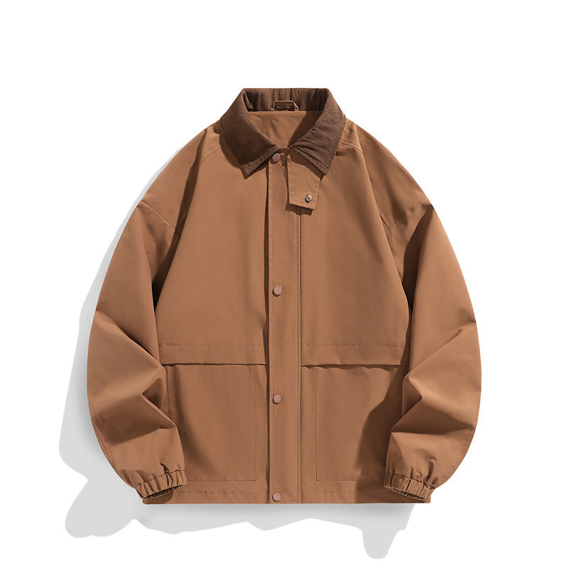 Herren Oversize-Utility-Jacke mit Cordkragen und Druckknopffront Nord Taschen