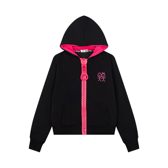 Damen Kapuzen-Sweatjacke mit übergroßem Reißverschluss und minimalistischer Stickerei Nord Taschen