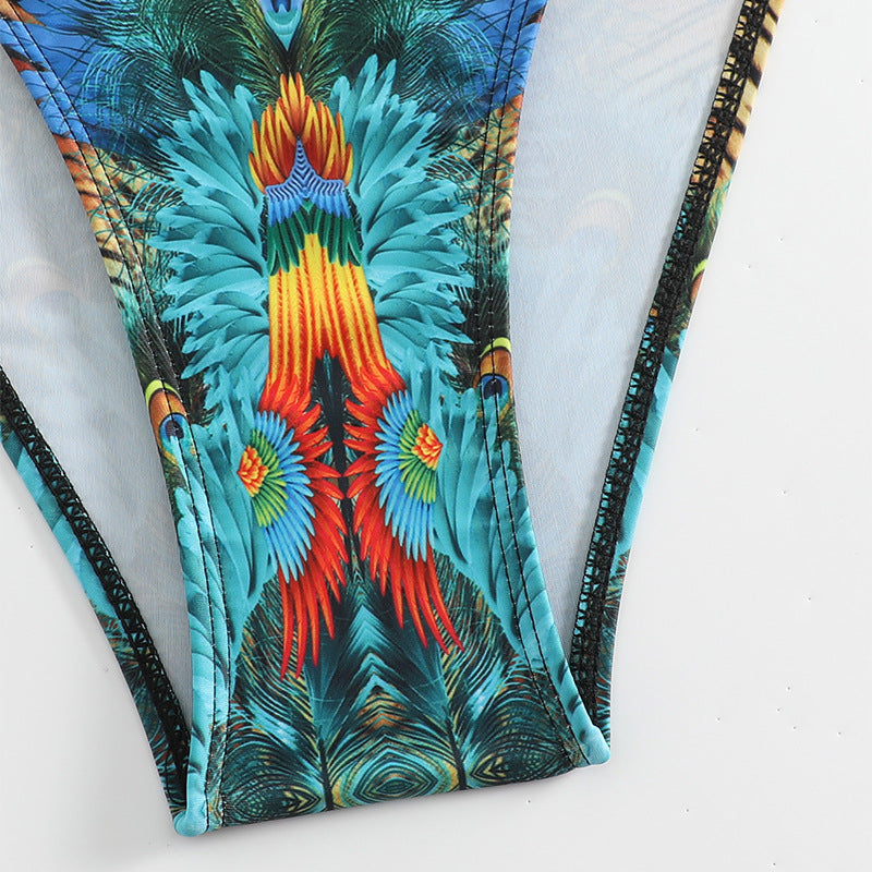 Damen Push-Up-Bikini mit exotischem Tierdruck und eleganten Verzierungen