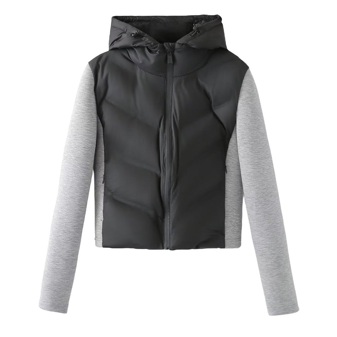 Damen Kapuzen-Hybridjacke mit gesteppter Front und Sweat-Ärmeln Nord Taschen