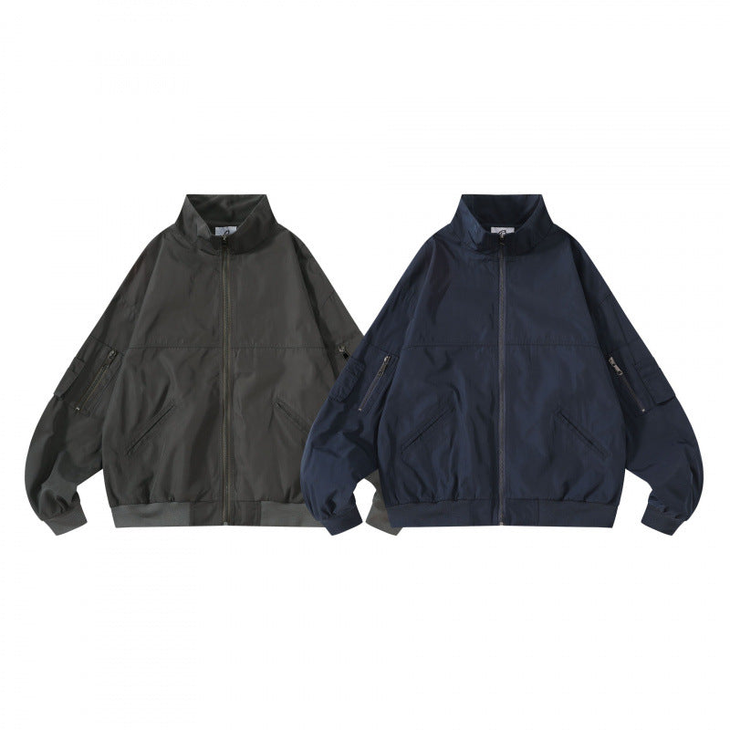 Unisex Kastige Utility-Bomberjacke mit Stehkragen, Reißverschluss und Ärmel-Taschen Nord Taschen