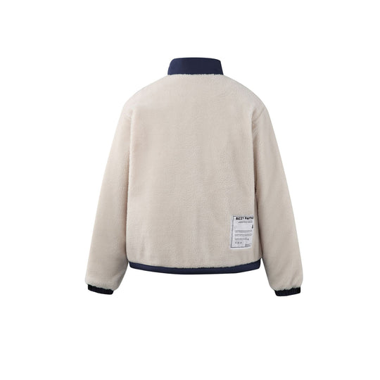 Herren Teddy-Fleecejacke mit Stehkragen, durchgehendem Reißverschluss und Kontrastbesatz Nord Taschen