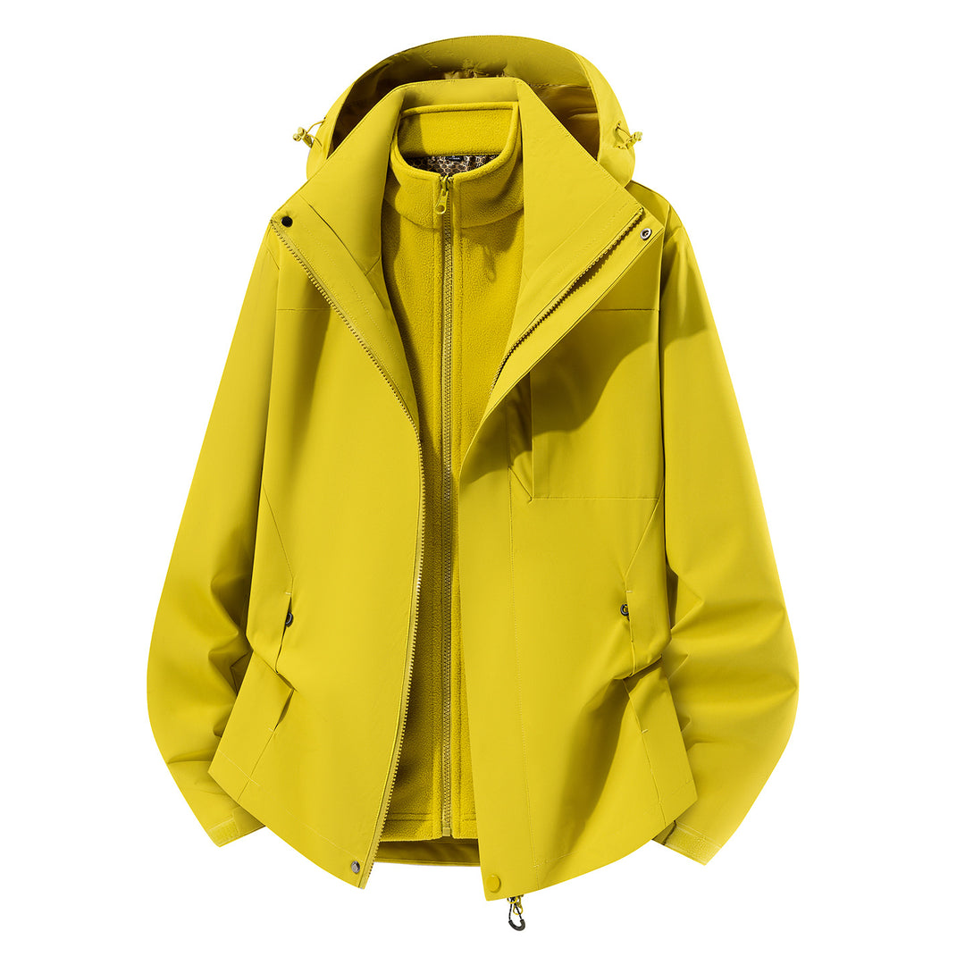 Damen Zwei-in-Eins Softshell-Regenjacke mit abnehmbarem Fleece-Innenfutter und Kapuze Nord Taschen