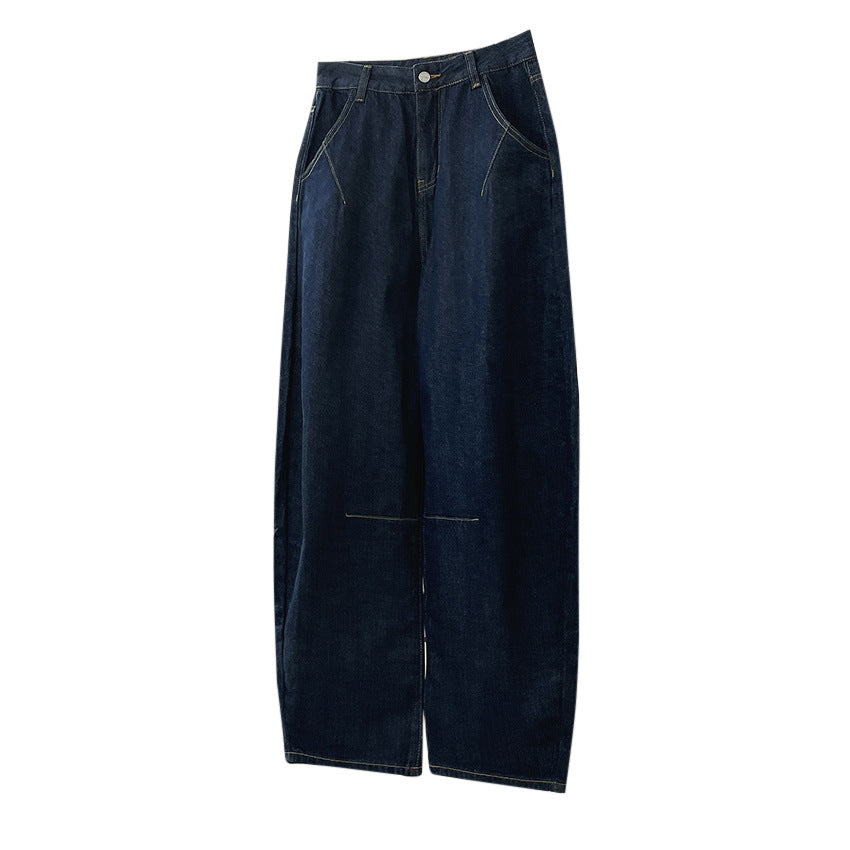 Damen Weite Baggy-Jeans im Relaxed-Fit mit hoher Taille und markanten Nahtdetails Nord Taschen