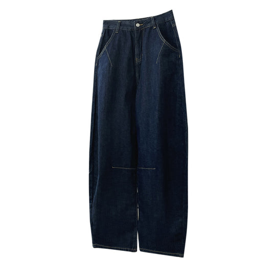 Damen Weite Baggy-Jeans im Relaxed-Fit mit hoher Taille und markanten Nahtdetails Nord Taschen