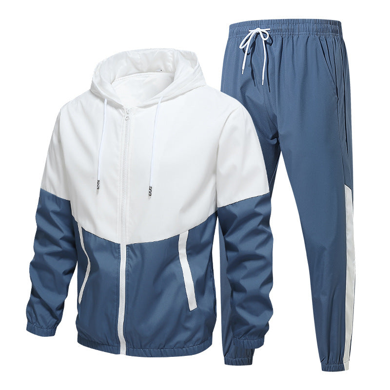 Herren Zweiteiliges Trainingsset mit Kapuzen-Windbreaker und tapered Jogginghose Nord Taschen
