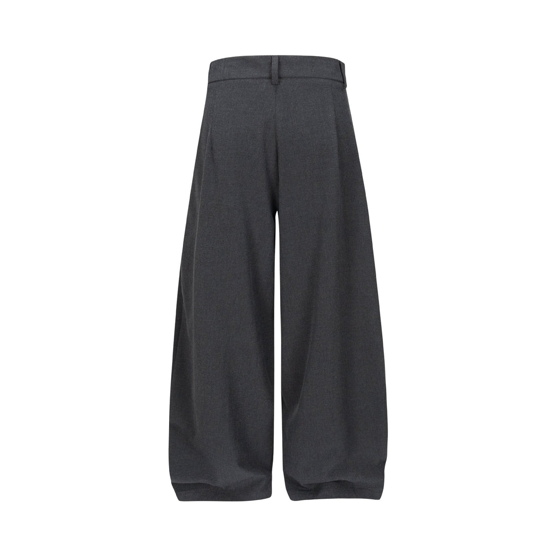 Damen Hochtaillierte weite Plissee-Hose mit Bügelfalte und Gürtelschlaufen Nord Taschen