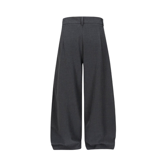 Damen Hochtaillierte weite Plissee-Hose mit Bügelfalte und Gürtelschlaufen Nord Taschen