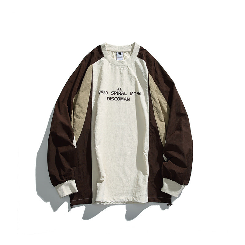 Unisex Weitgeschnittenes Colorblock-Langarmshirt aus leichter Nylon-Mischung mit Raglanärmeln und Brustprint Nord Taschen