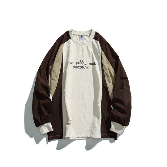 Unisex Weitgeschnittenes Colorblock-Langarmshirt aus leichter Nylon-Mischung mit Raglanärmeln und Brustprint Nord Taschen