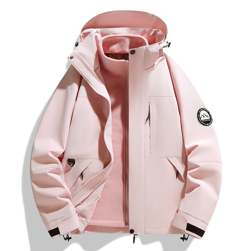 Damen zweilagige Softshell-Outdoorjacke mit herausnehmbarer Fleece-Innenjacke und Kapuze Nord Taschen