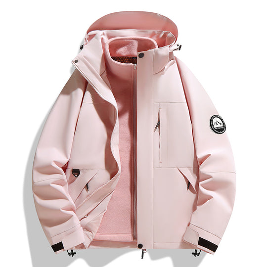 Damen zweilagige Softshell-Outdoorjacke mit herausnehmbarer Fleece-Innenjacke und Kapuze Nord Taschen