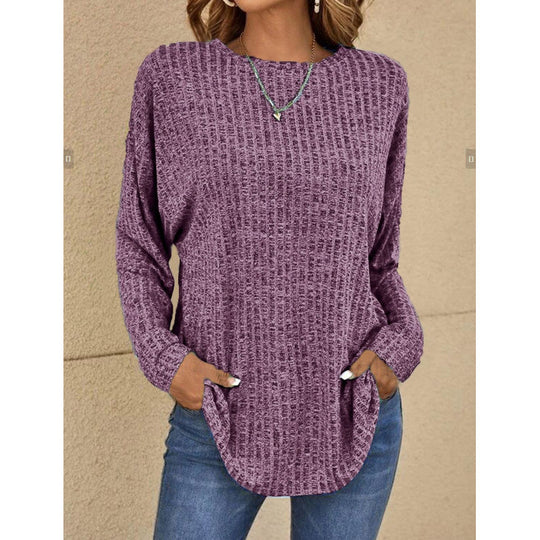 Damen Oversized Struktur-Strickpullover mit Rundhals und Eingrifftaschen Nord Taschen