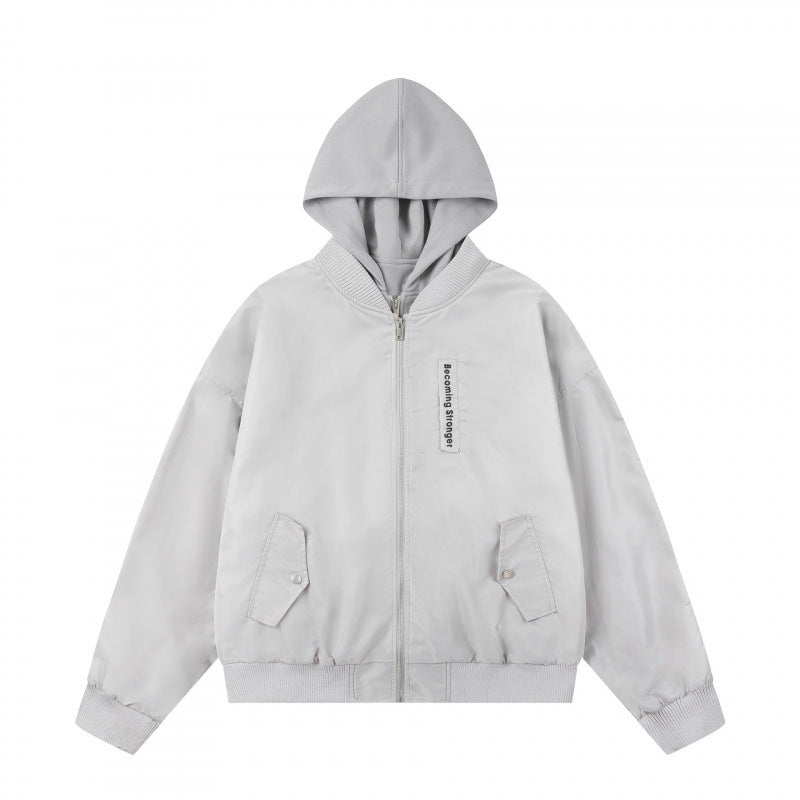 Unisex Oversize Kapuzen-Blousonjacke mit Rippbündchen und Pattentaschen Nord Taschen