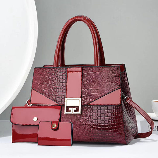 Damen elegante Handtasche mit abnehmbarer Mini-Clutch und raffiniertem Kroko-Look Nord Taschen