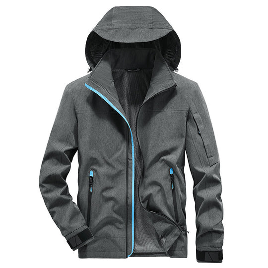 Herren Atmungsaktive Softshell-Outdoorjacke mit Kapuze, verschweißten Reißnähten und Ärmel-Tasche Nord Taschen