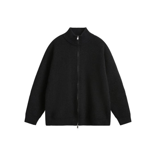 Unisex Oversized Strick-Zipjacke mit Stehkragen und Rippbündchen Nord Taschen