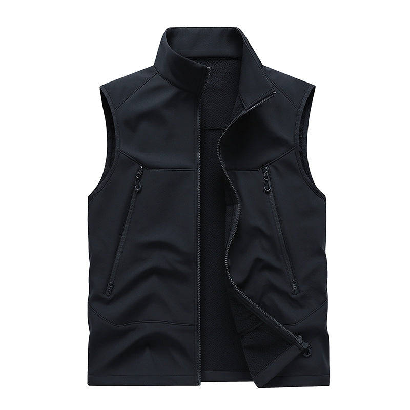 Herren Wasserabweisende Softshell-Weste mit Stehkragen, Reißverschlusstaschen & Atmungsaktivem Futter Nord Taschen