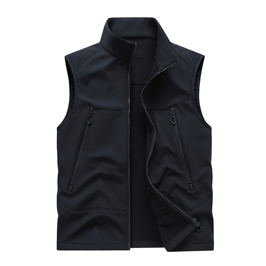 Herren Wasserabweisende Softshell-Weste mit Stehkragen, Reißverschlusstaschen & Atmungsaktivem Futter Nord Taschen