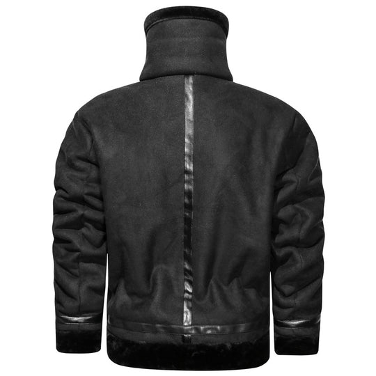 Herren Fliegerjacke mit Lammfellfutter und Kunstlederapplikationen Nord Taschen