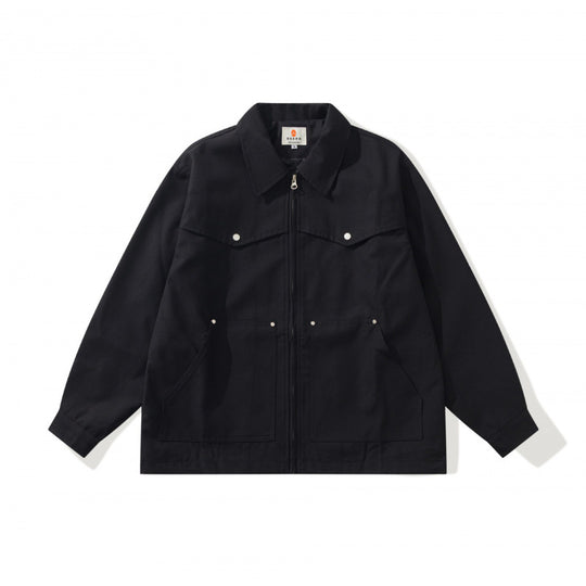 Unisex Kastige Worker-Überjacke aus Canvas mit durchgehendem Reißverschluss, Brustpattentasche und aufgesetzten Eingrifftaschen Nord Taschen
