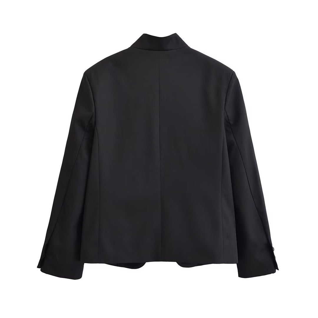 Damen Kurzblazer mit Stehkragen und asymmetrischer Knopfleiste Nord Taschen