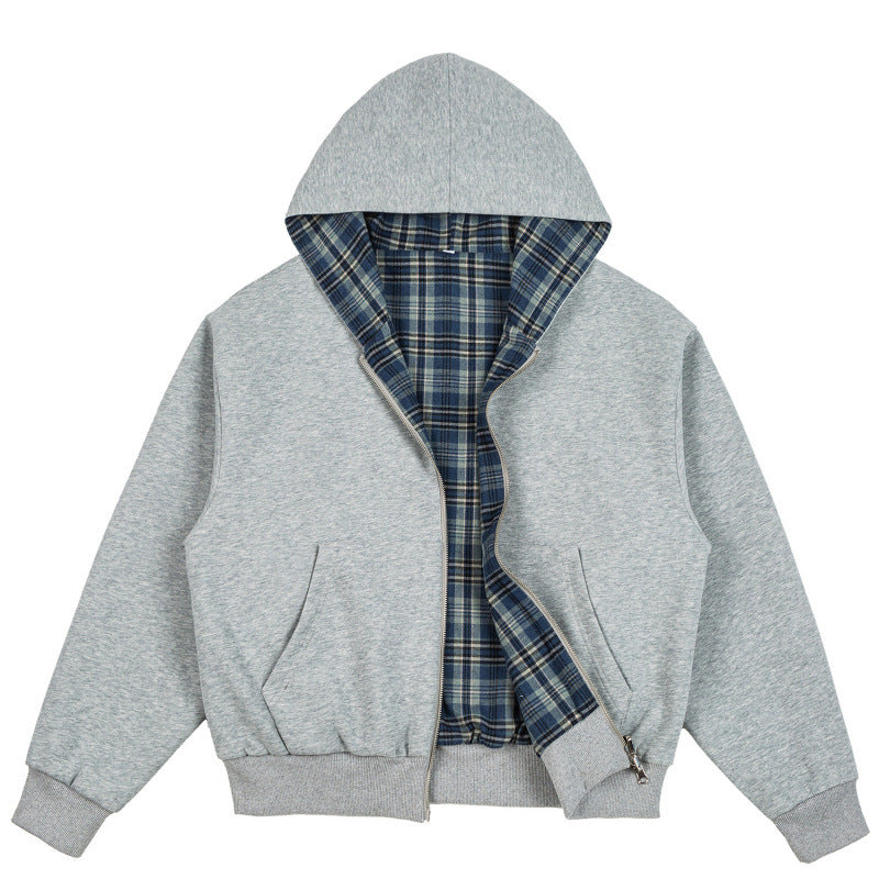 Unisex Gefütterte Kapuzen-Bomberjacke mit karierter Flanell-Innenfütterung und robustem Reißverschluss Nord Taschen
