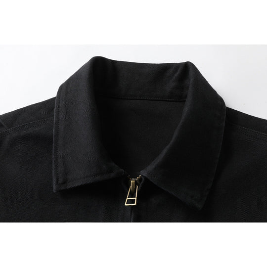 Herren Kurzjacke im Boxy-Schnitt aus Canvas mit Hemdkragen und Leistentaschen Nord Taschen