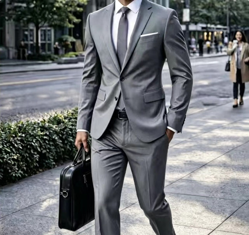 Herren Zweiteiliger Slim-Fit Businessanzug mit tailliertem Revers und schlanker Anzughose Nord Taschen