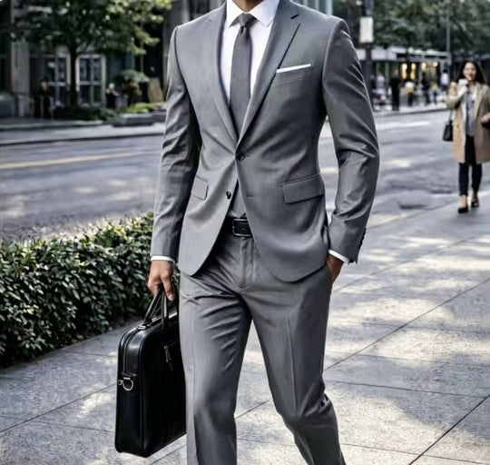 Herren Zweiteiliger Slim-Fit Businessanzug mit tailliertem Revers und schlanker Anzughose Nord Taschen